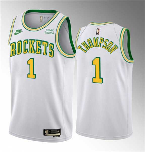 Mens Houston Rockets #1 Amen Thompson White 2023 Draft Classic Edition Stitched Basketball Jersey